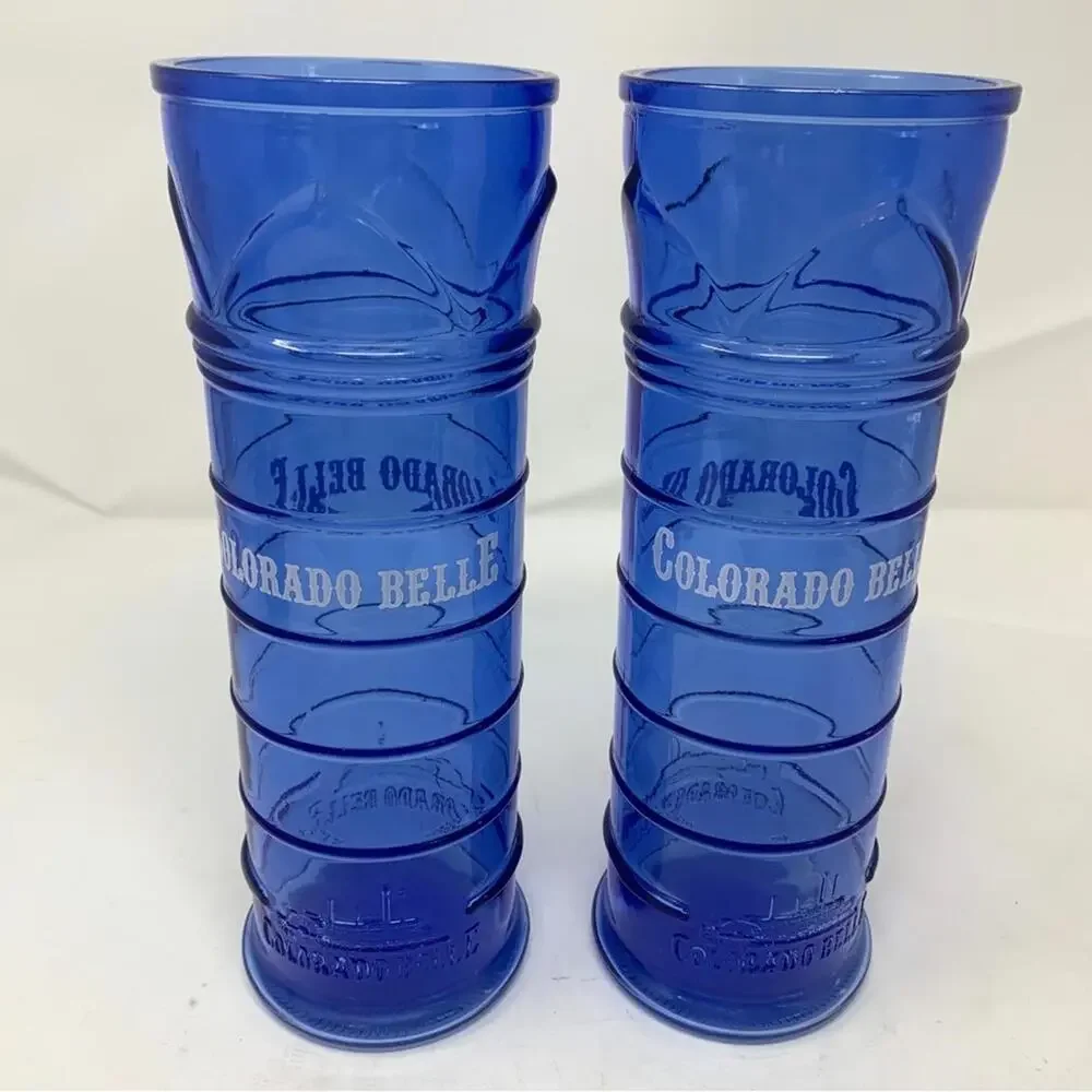 Vintage Colbalt Blue former Colorado Belle Casino glasses pair 10